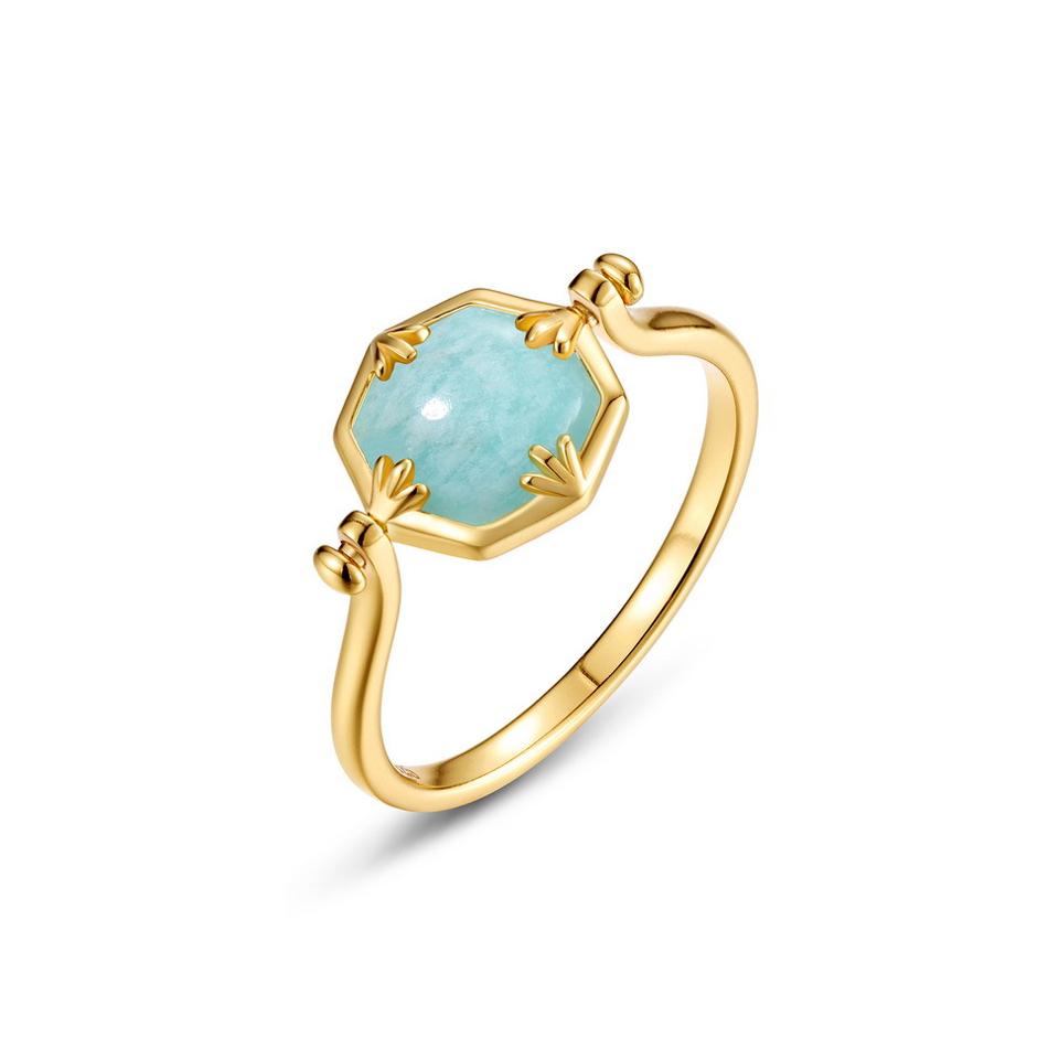 Light Blue Crystal Gold Ring